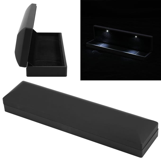 LED Verlichte Ketting Lange Ketting Bruiloft Sieraden Display Koffer Geschenk Opbergdoos (Kettingdoos) gray