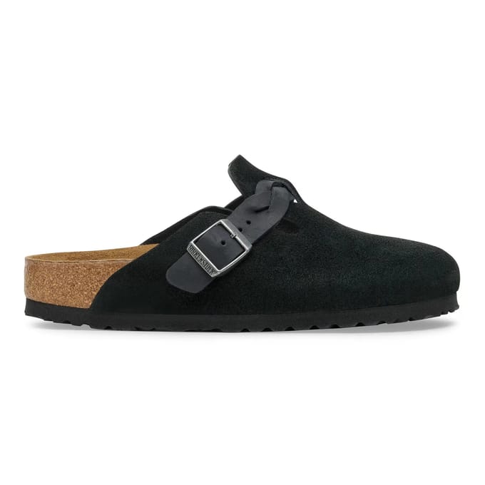 Suede leren clogs voor dames Birkenstock Boston Braided