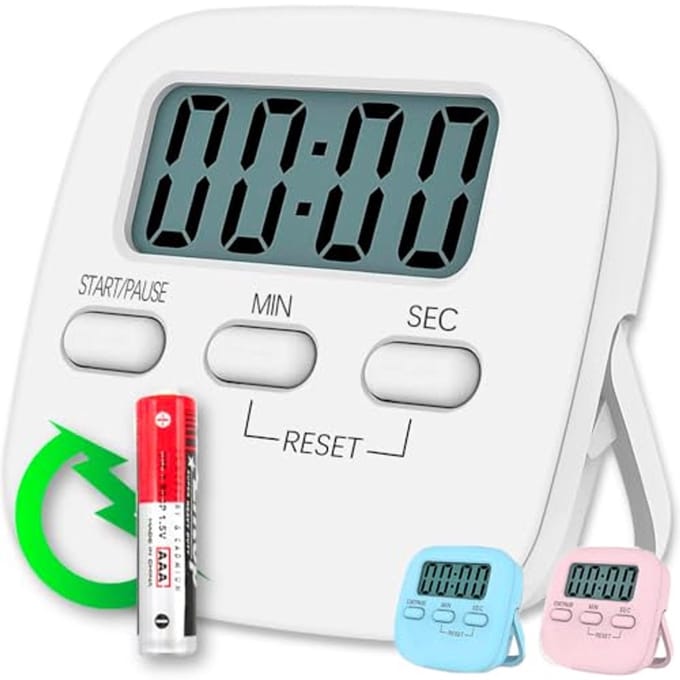 Digitale Keukentimer met Groot LCD-Scherm - Stopwatch Timer met Luid Alarm voor Koken en Bakken