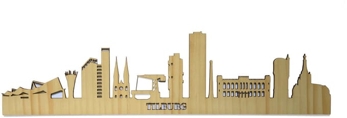 Houten Skyline 50 cm - Skyline Tilburg - Gegraveerd - Houten Souvenir