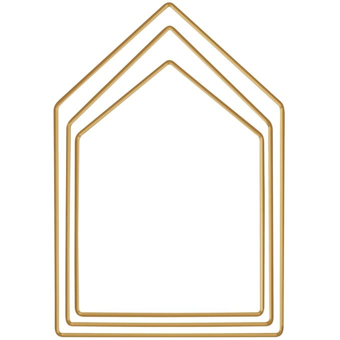 Metalen ring "Huis", set van 3, Goudkleur