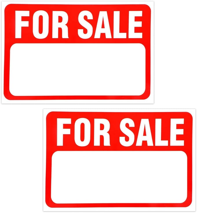 Dailygoods- Autostickers 4x "Te Koop" - Zelfklevend - 30,5x20cm - Pvc