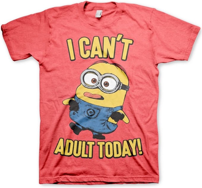Minions I Can't Adult Today T-shirt rood gemêleerd