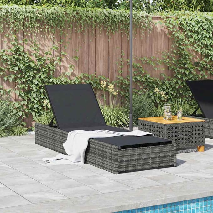 vidaXL - Ligstoel - Grijs - 200.5 - x - 70 - x - 75 - cm - poly - rattan