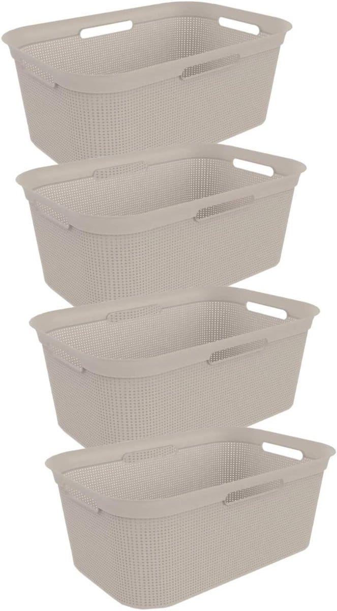 Unyqoos® Stijlvolle en Functionele Wasmand met Luchtcirculatie en Flexibele Handgrepen, Set van 4