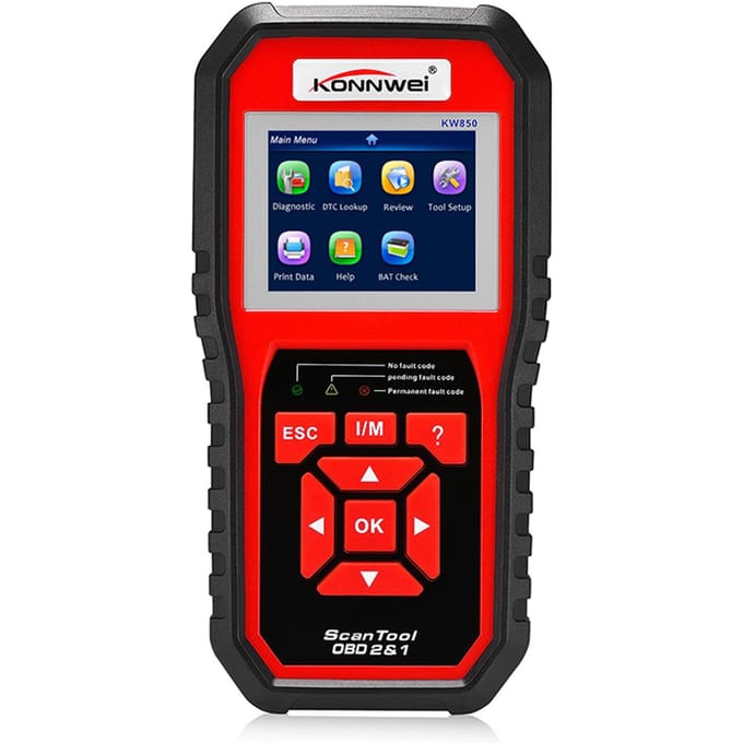 Konnwei KW340 - OBD2-scanner met creatief 2,8 inch kleurrijk scherm & gratis upgrade & print