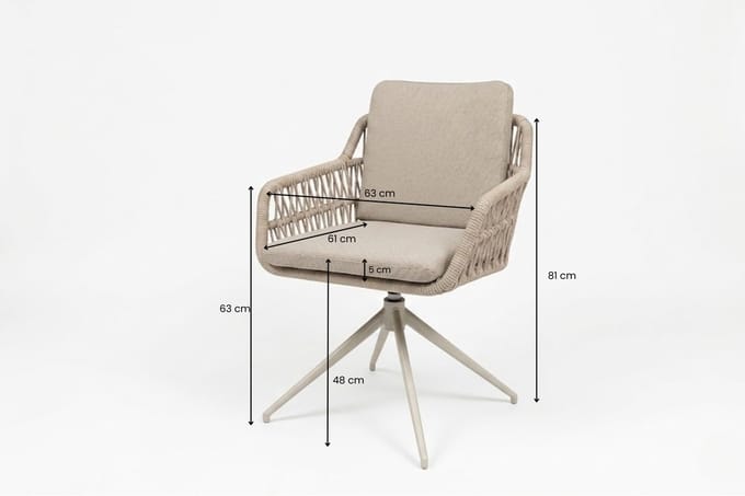 Tuinstoel Sevilla Draaibaar Beige Relax Dining Kruispoot - 8280W