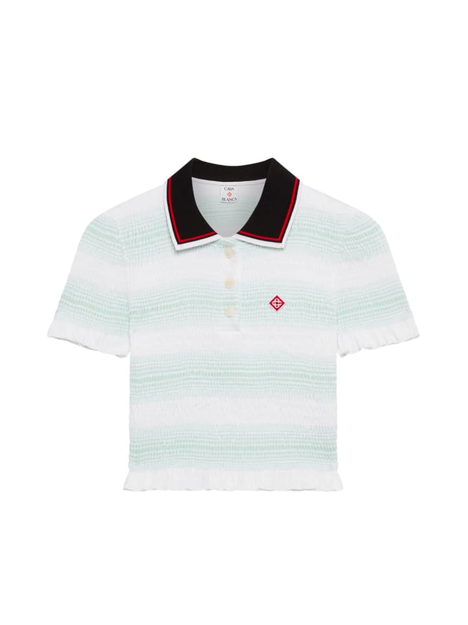 Gestreept poloshirt met plooien