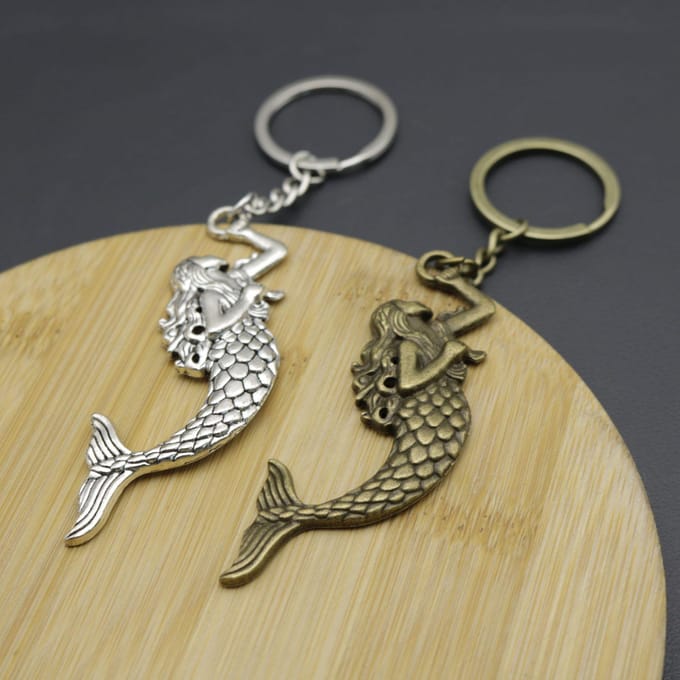 Porte-clés Pendentif Sirène Simple Bijou Cadeau Pour Femmes argenté