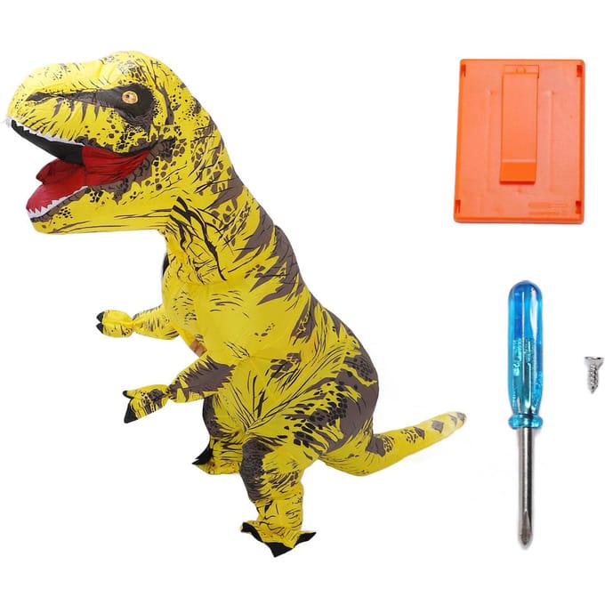 Opblaasbaar Dinosauruskostuum T Rex Opblaasbaar Dinosauruskostuum voor Cosplayfeest Bruiloften geel
