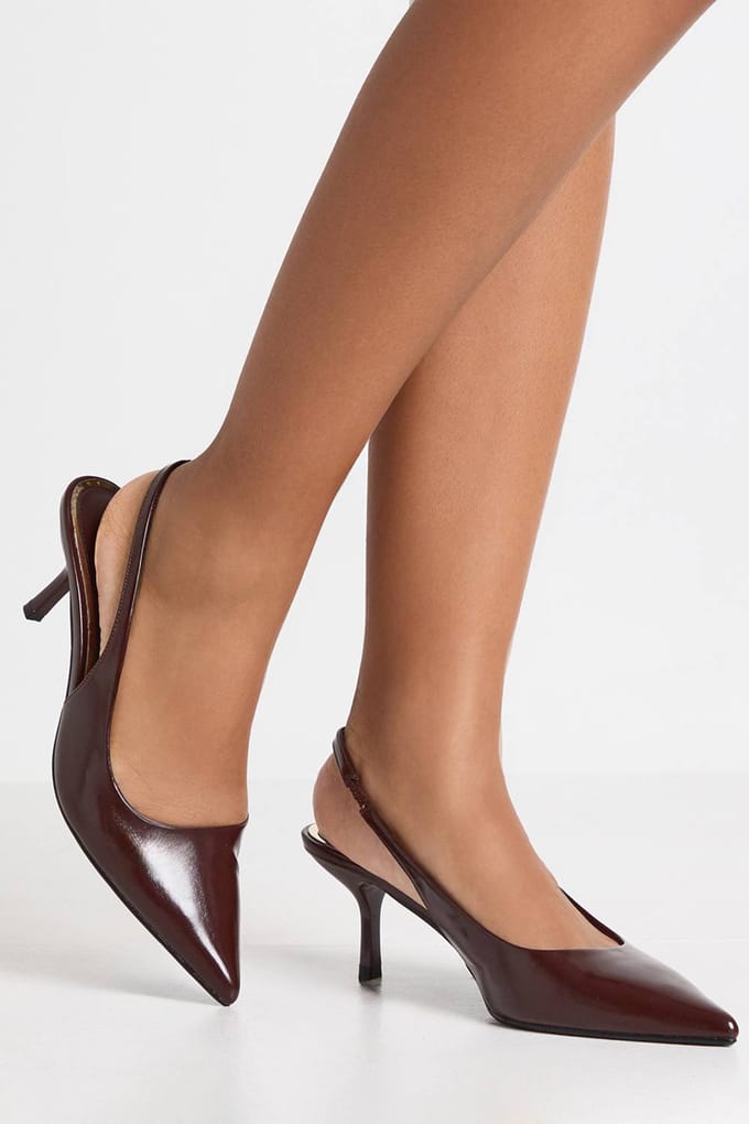boohoo Dames Pumps Met Brede Pasvorm En Slingback | Bruin | Maat: 37
