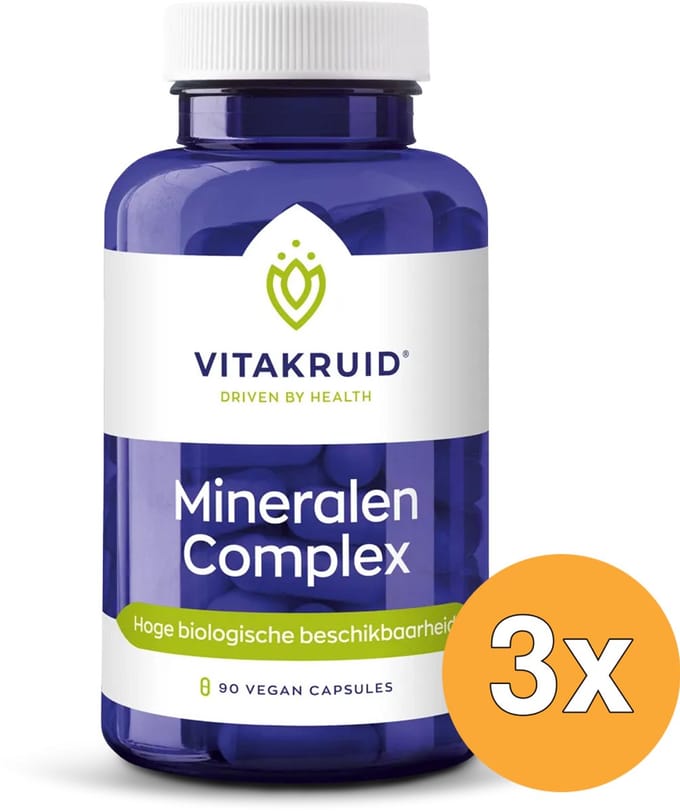 3x Vitakruid Mineralen Complex met 12 Verschillende Mineralen (90 vega capsules)