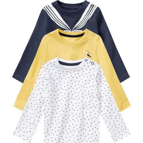 LUPILU Baby t-shirts (Wit/geel/marine, 50/56)