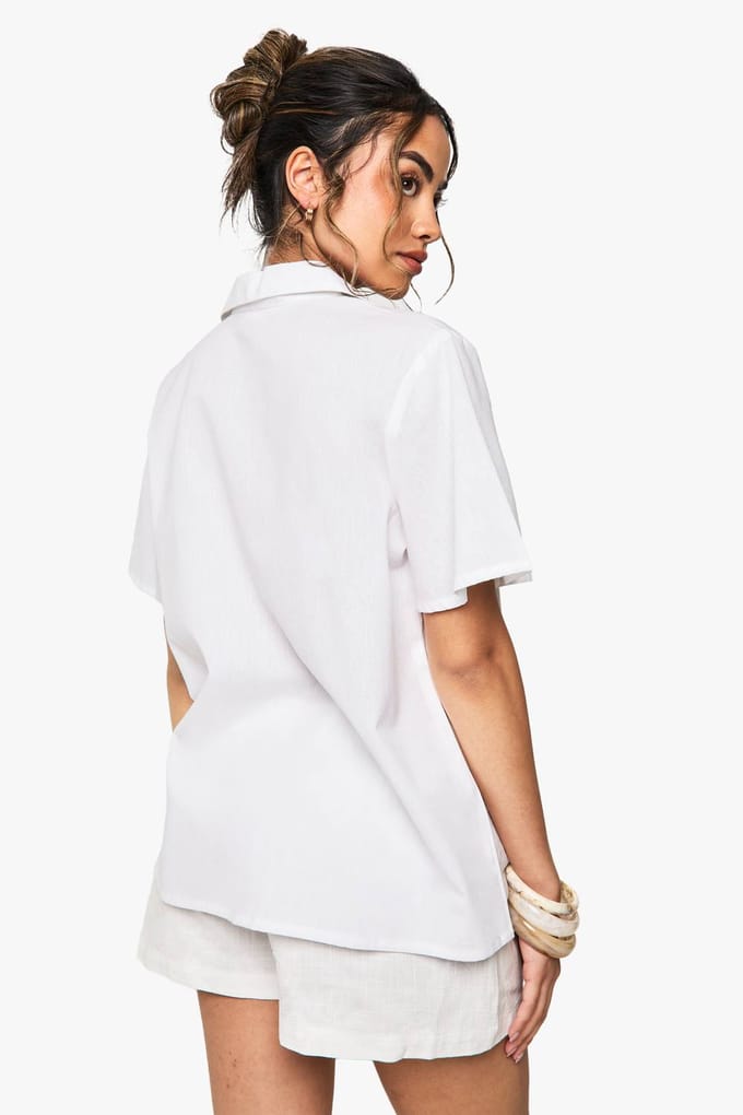 boohoo Dames Oversized resortshirt met korte mouwen | Wit | Maat: 38