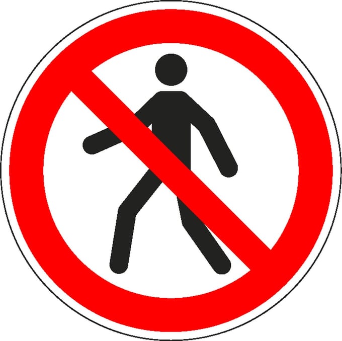 Verboden voor voetgangers sticker - ISO 7010 - P004 400 mm