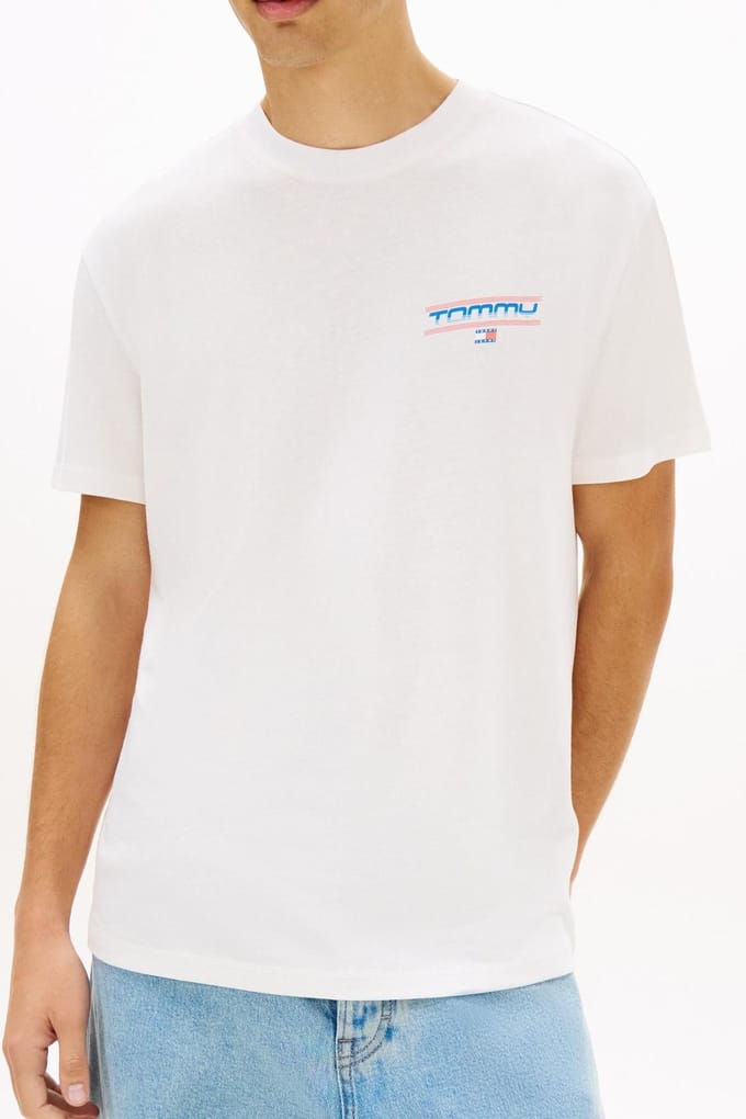 Tommy Hilfiger Tjm Regular Poster Ss Tee Ecru Größe: L | Bedruckte T-Shirts Outlet | Herren | Braun