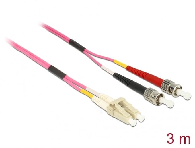 DeLOCK LC - ST Duplex Optical Fiber Patch kabel - Multi Mode OM4 - 3 meter