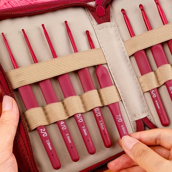 Zachte Grip Haaknaalden Set met Etui Roestvrij Staal Breinaalden voor Garen, Truien Inclusief Ergonomische Handvatten, Puntige Punten, Schaar