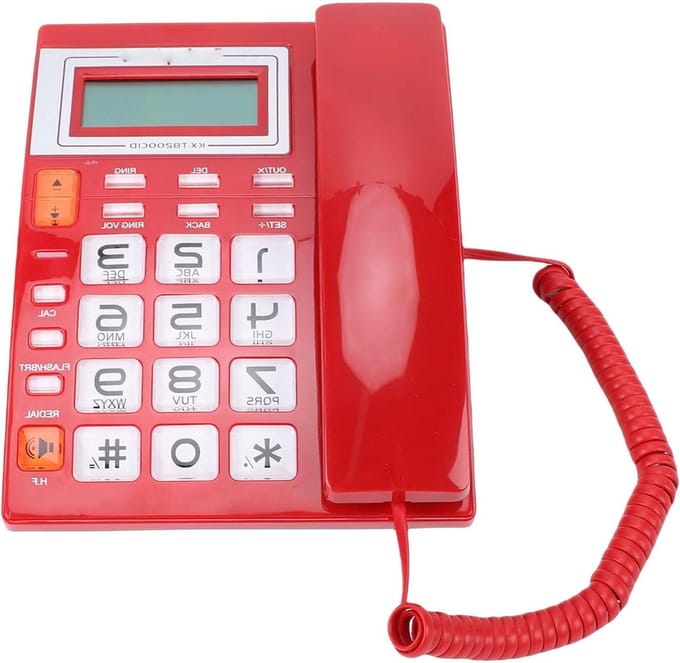 Vaste Telefoon - Huistelefoon - Thuis Bellen - Grote Knoppen - 16-Cijferig Display - Rood