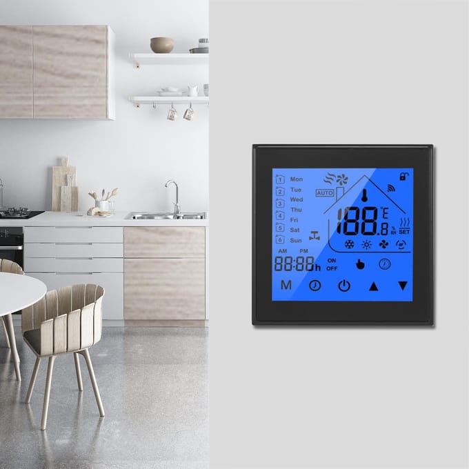 WiFi slimme thermostaat temperatuurregelaar LCD-display Week programmeerbaar voor waterverwarming Tuya wit