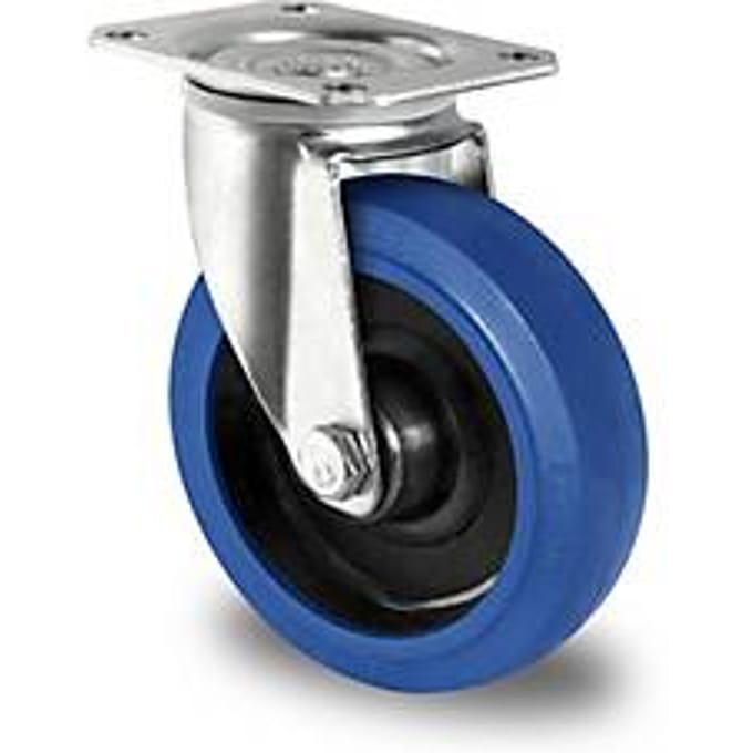 CASCOO wiel R4F1, met wiel ø 160 mm x B 46 mm, polyamide velg, elastisch loopvlak, blauw, rollager, tot 300 kg
