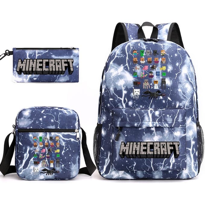 Minecraft Schooltas Game Merchandise Student Grote Capaciteit Print Drie Delige Schooltas Mannen En Vrouwen Three-piece set