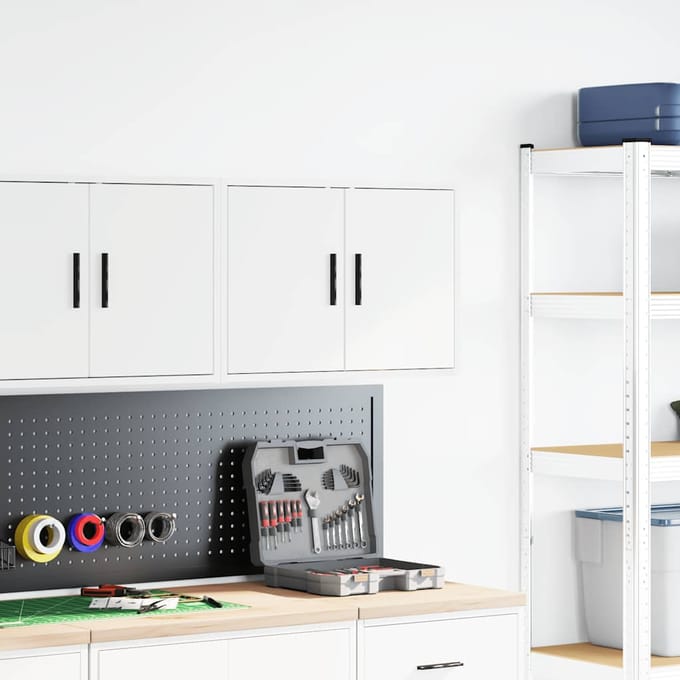 Armoire Murale de Garage Blanche en Bois Collé