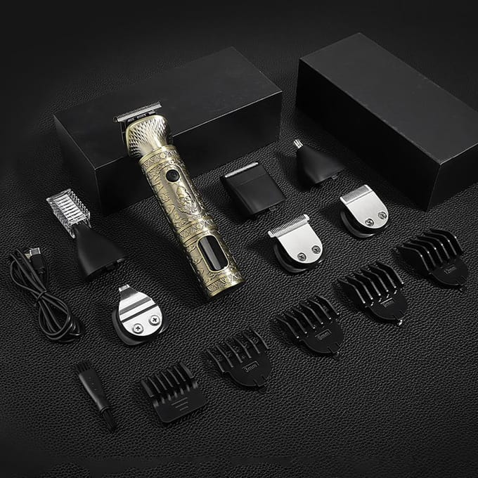 Haarknipmachine Kit Professioneel 7-In-1 Haartrimmer Scheerapparaten met LED Display Metaal goud