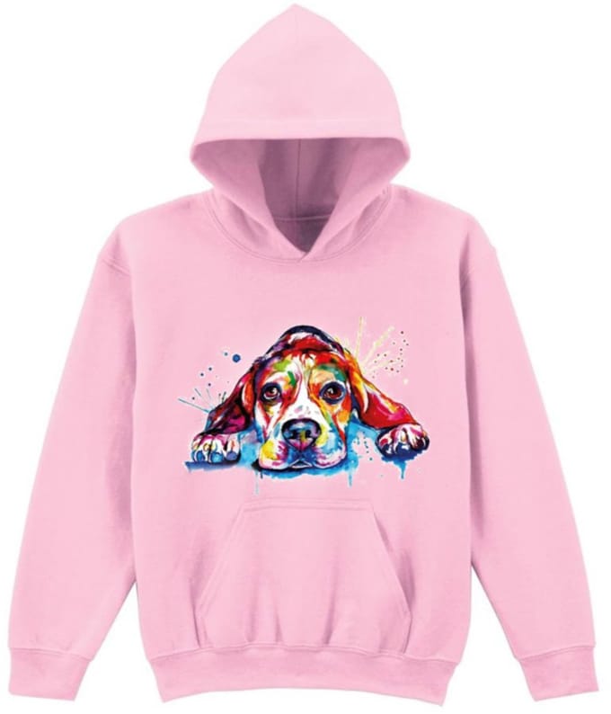 Grappige kinder hoodie met dog - Roze - 98/104