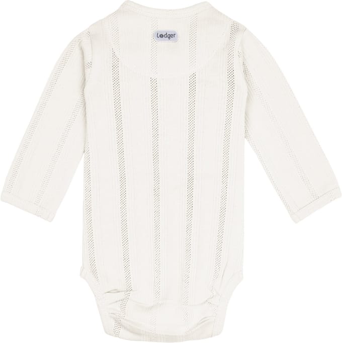 Lodger Romper met lange mouwen - Pointelle - Wit - Maat 56 - bio katoen - Overslag romper