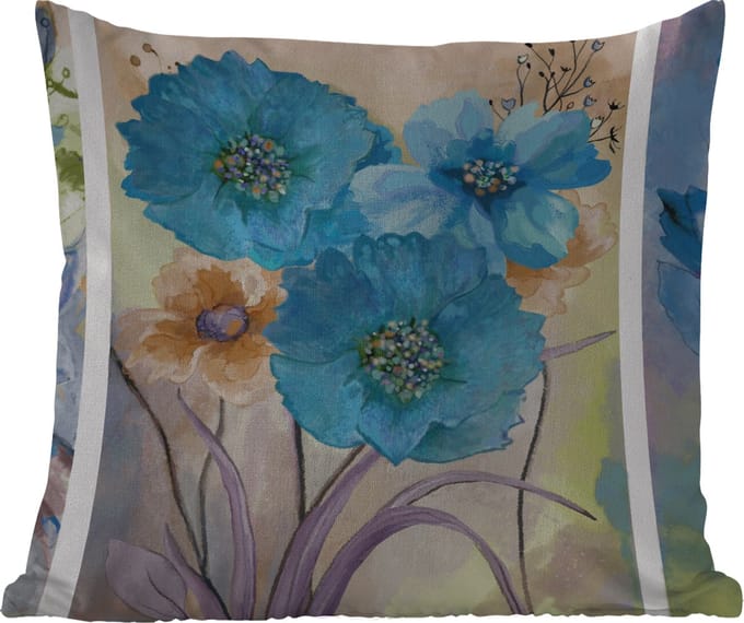 Buitenkussen Weerbestendig - Schilderij - Olieverf - Collage - Bloemen - 50x50 cm