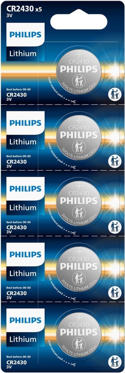 Philips CR2430 Lithium Knoopcel Batterij 5 Stuks