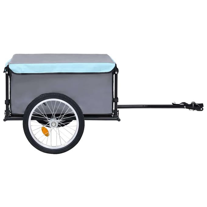 vidaXL - Fietstrailer - 65 - kg - grijs - en - blauw