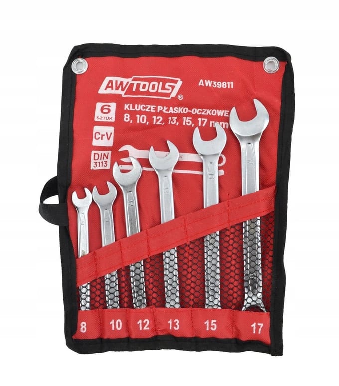 AWTOOLS - Vaste Dopsleutel Set - 6 stuks - 8mm-17mm - Chroom-Vanadiumstaal