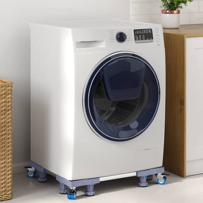 vidaXL - Wasmachinebasis - Grijs - 66 - x - 66 - x - 12 - cm - Roestvrij - staal