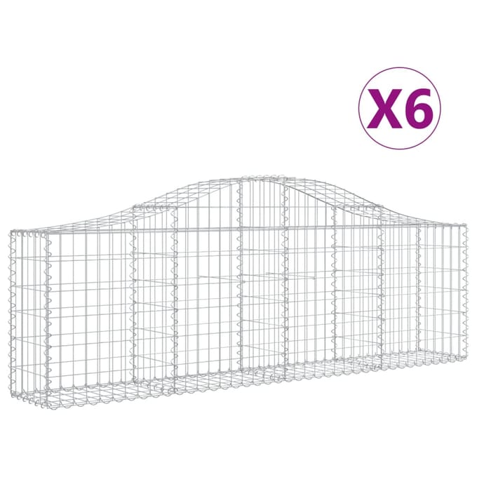 vidaXL - Schanskorven - 6 - st - gewelfd - 200x30x60/80 - cm - gegalvaniseerd - ijzer