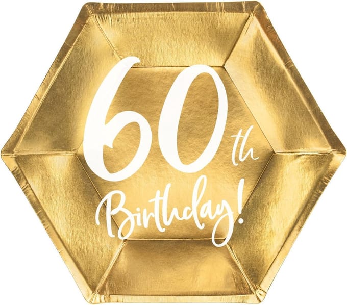 Borden 60th birthday goud (6 stuks)