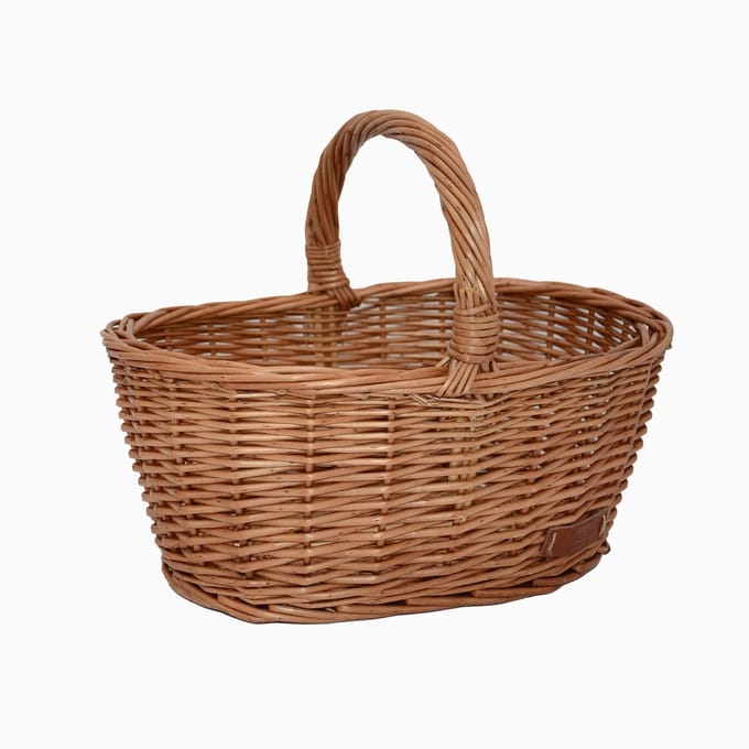 Dailygoods - Winkelmand Wilg Medium Bruin met Ovaal Handvat voor Boodschappen