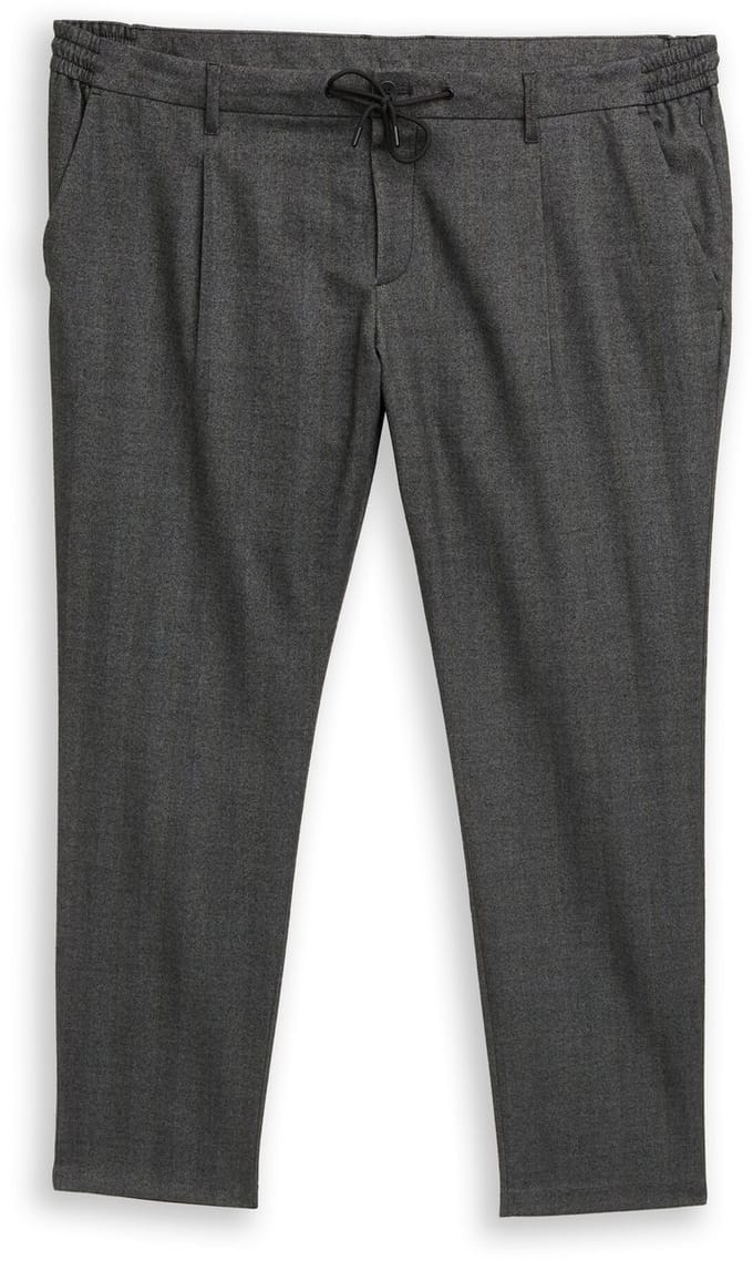 Tom Tailor - Plus Size - Regular fit chino broek - Maat 2XL - dark grey herringbone stripe