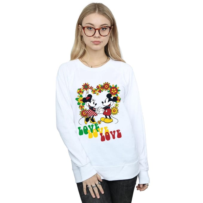 Disney Dames/Dames Mickey en Minnie Mouse Hippie Love Sweatshirt (Wit)