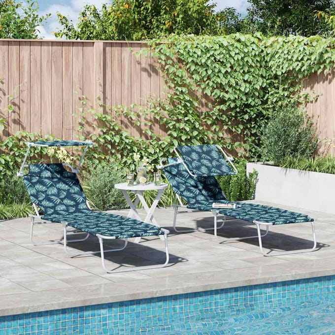 vidaXL Ligstoel 2 pcs Groen 58 x 188 x 77cm Polyester