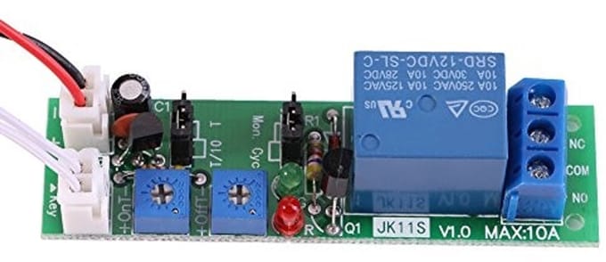 Dailygoods - DC relaismodule - Instelbare timer - 5V/12V/24V - 0-120 minuten - Elektronische schakeling - Voor automatisering - Compact formaat