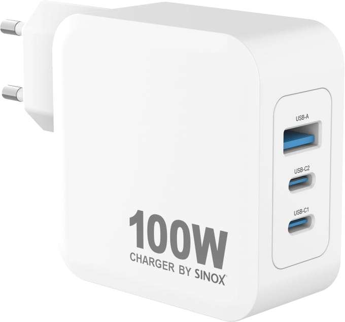 Sinox - MOBILITY POWER - Lichtnetadapter 2xUSB-C 1xUSB-A PD100W, White