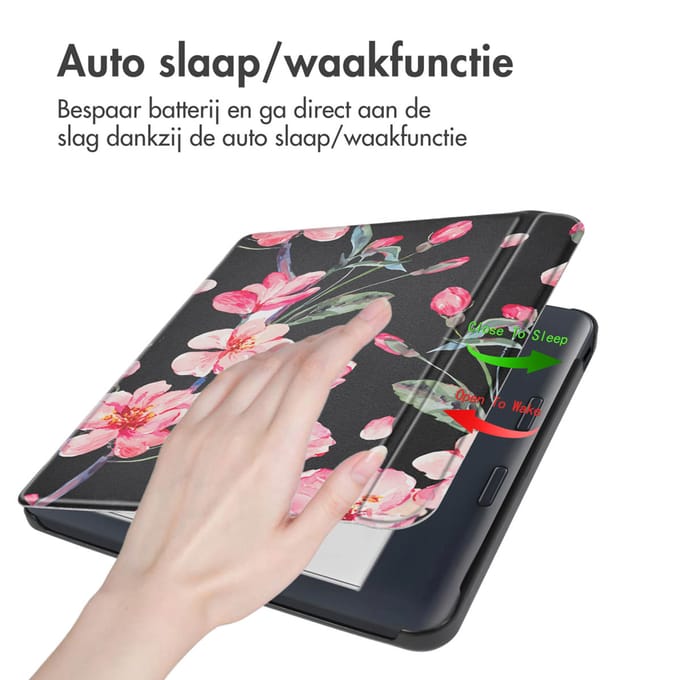 imoshion Design Slim Hard Case Sleepcover met stand voor de Kobo Libra Colour - Blossom