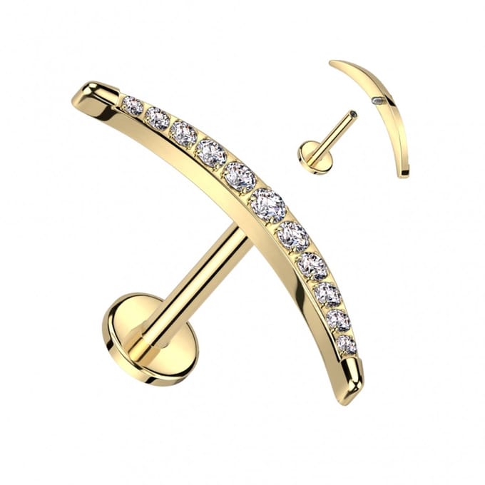 Piercing titanium langere maan 1.2x6 - goud - LMPiercings