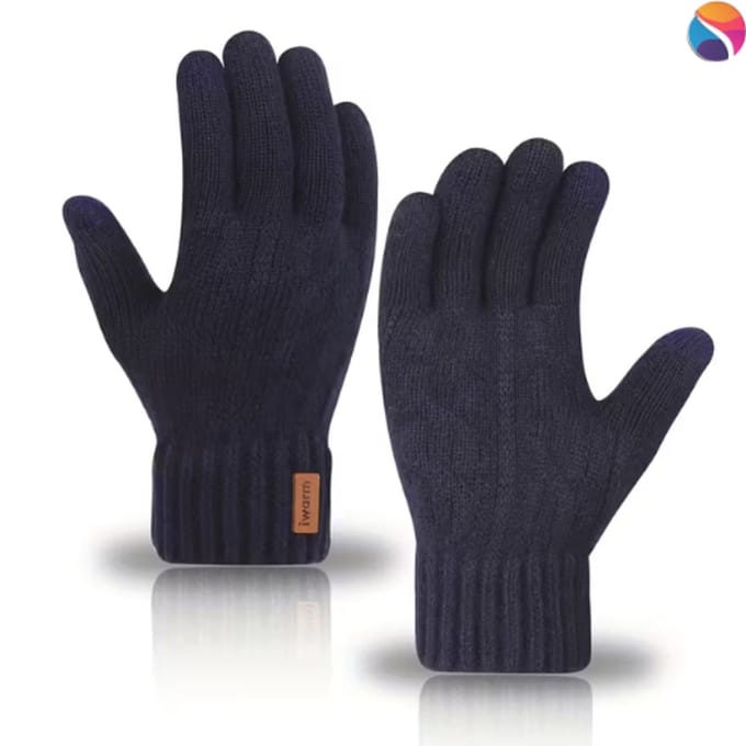 Warme Wollen Handschoenen - Unisex - Warm- Touchscreen Compatibel - Winter - Blauw
