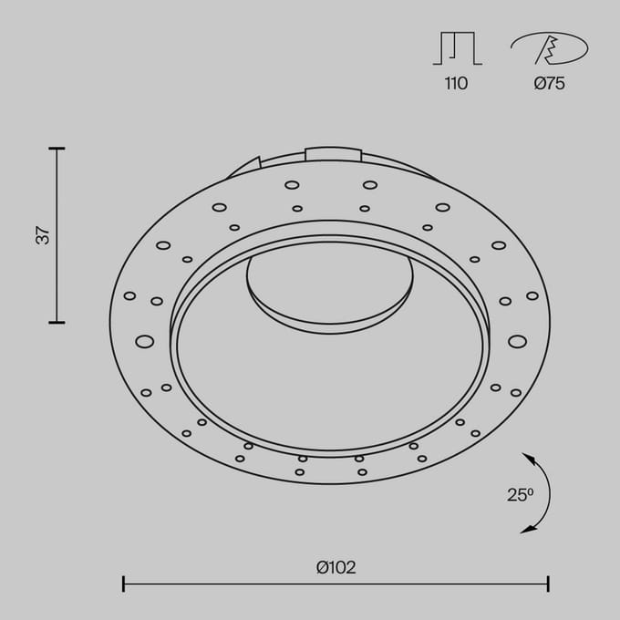 Maytoni inbouwlamp Share, wit/wit, Ø 10,2 cm, aluminium, GU10