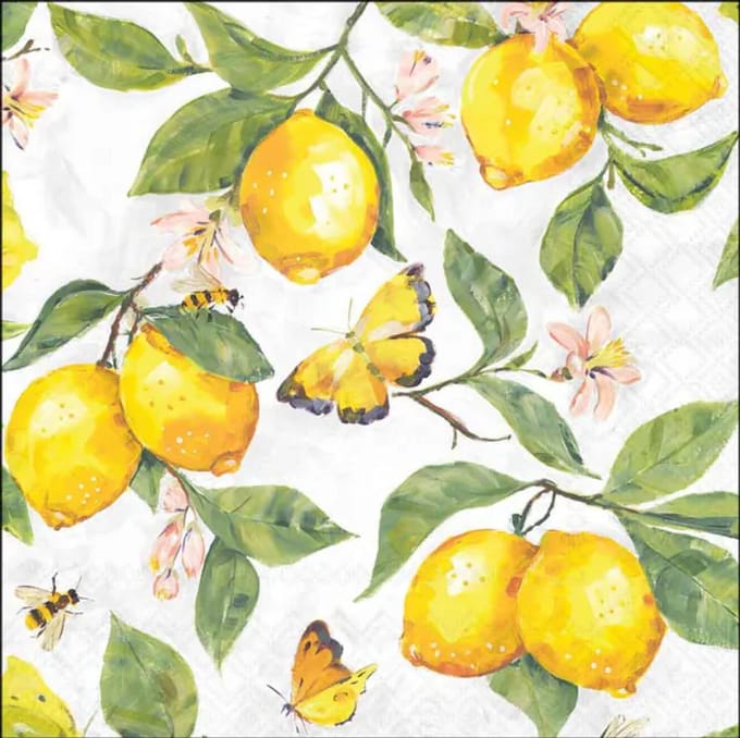 Lunch Servetten Fresh lemons white - Ambiente - 33x33 cm