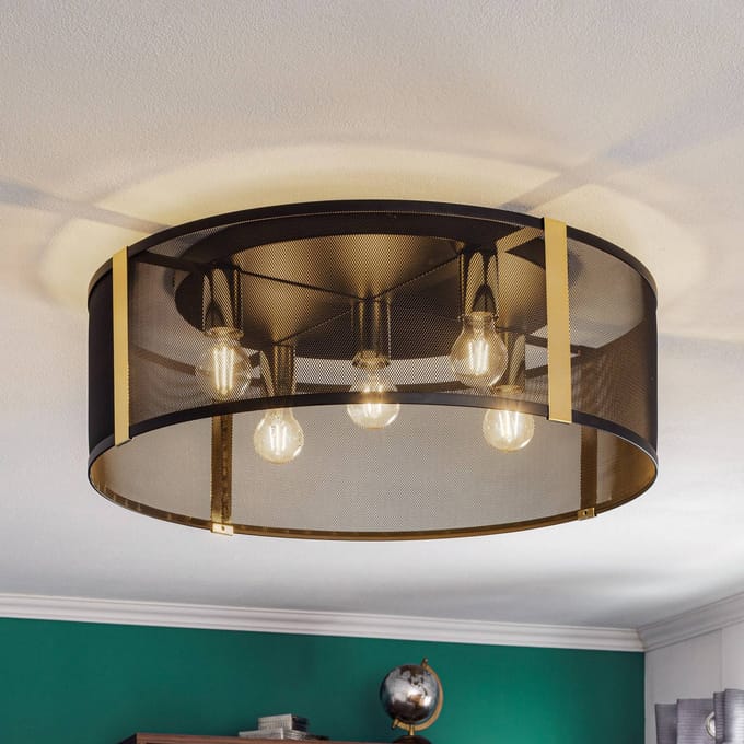 Luminex Plafondlamp Lavinia, gouden strips, 5-lamps