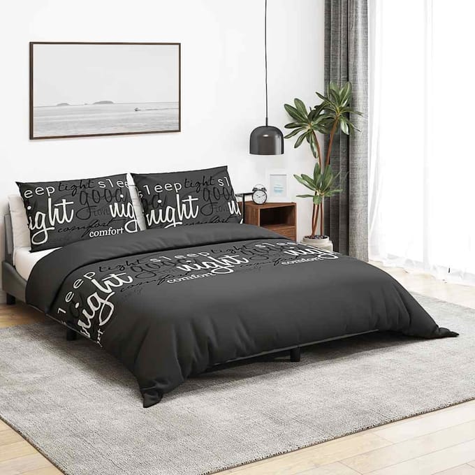 vidaXL - Dekbedovertrekset - 200x200 - cm - katoen - zwart - en - wit